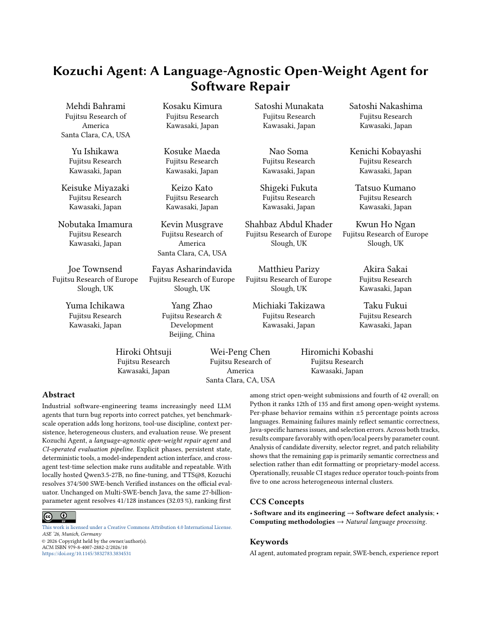 First page of the Kozuchi Agent paper